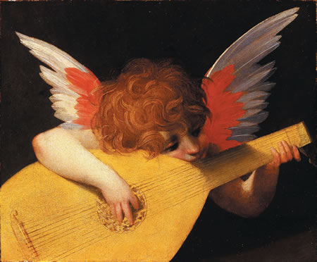 An angel playing a mandolin 