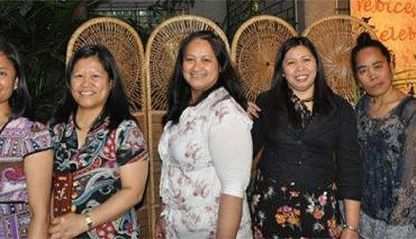 Columban Lay Missionaries, from left, Virgie Tanate, Marivic Quilab, Marifei Padao, Lenette Toledo and Lorelei Ocaya