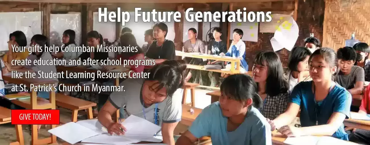 Students study at the Columban mission resource center in myanmar
