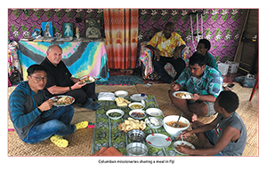 Columban missionaries sharing a meal in Fiji