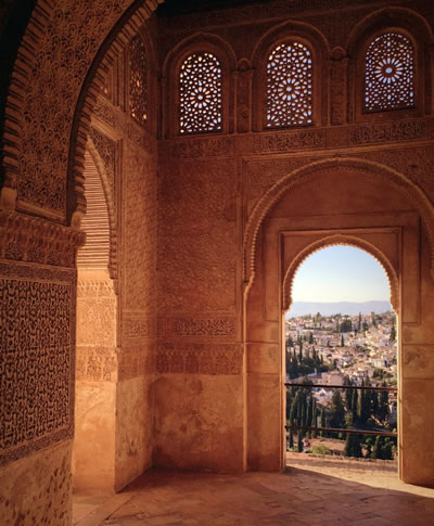Open doorway overlooking a hilly area of Pakistan