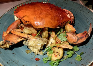 Cooked crab on a dinner plate
