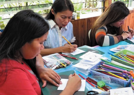 Subanen crafters creating Christmas cards