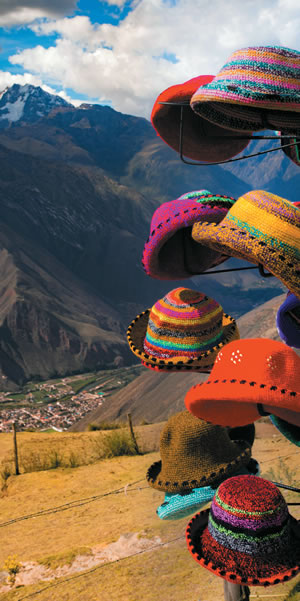 Peruvian hats in the air