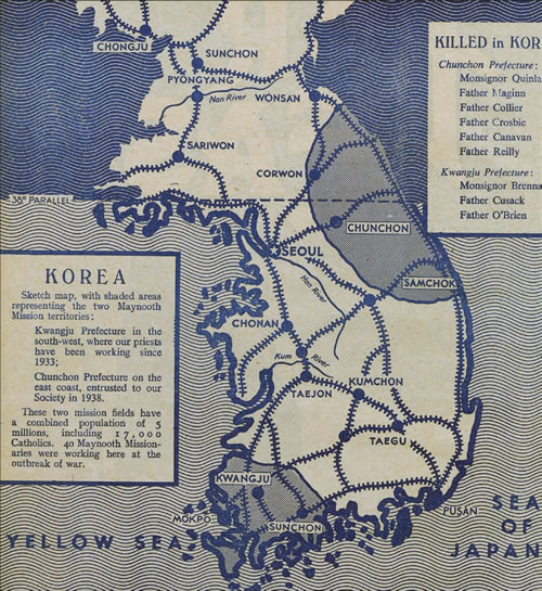 Map of Columbans killed in Korea