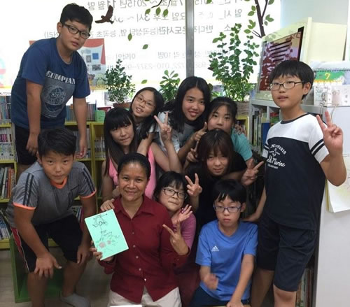 Columban Lay Missionary Luda Egbalic with students in Korea