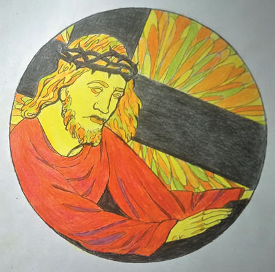 Coloring of Jesus carrying the Cross