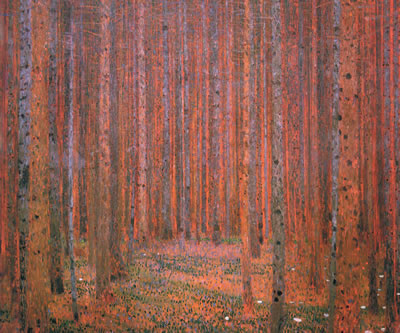 A painting of a forest