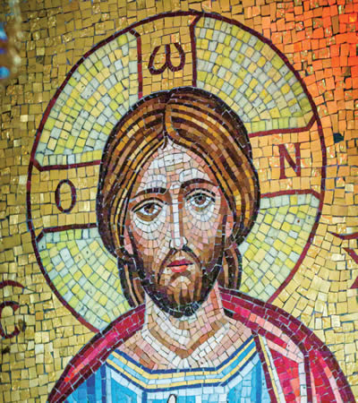 A mosiac of a risen Jesus