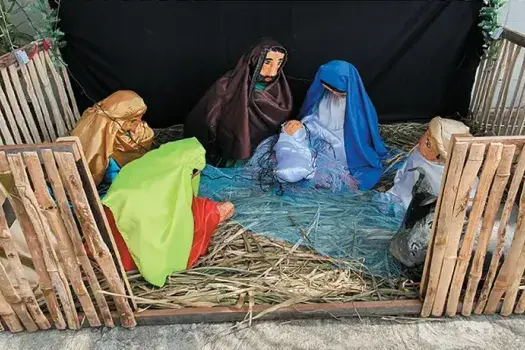 A Christmas Nativity made with eco-friendly and recycled materials.