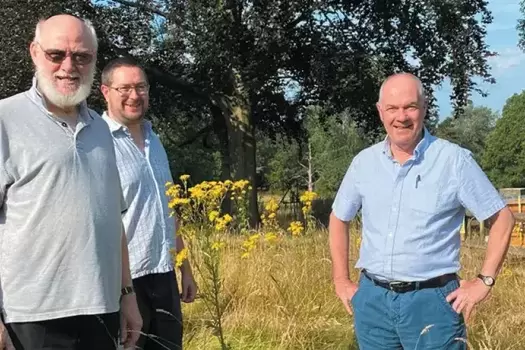 Fr. John Boles (right) and two members of the Columban group that visited the Salford Laudato Si’ Center