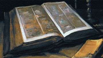 Painting of an open bible