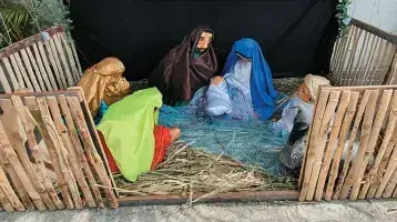 A Christmas Nativity made with eco-friendly and recycled materials.