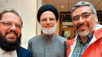 Mauricio Silva (right) with Shi'a and Sunny, Muslim leaders