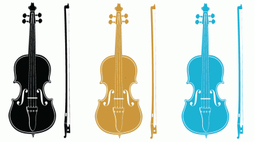 Three violins in a row