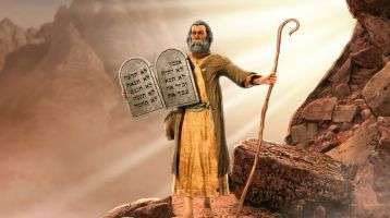 Moses holding the 10 Commandments