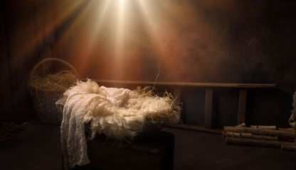 Baby Jesus in the manger.