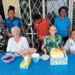 Fr. J.J. celebrates 84 years with cake and friends