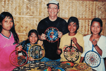 The original four crafters, from left, Josie Balido, her sister Rodilyn Balido, Fr. Vinnie, Marcelita and Andonie