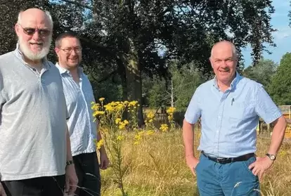 Fr. John Boles (right) and two members of the Columban group that visited the Salford Laudato Si’ Center