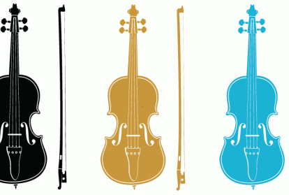 Three violins in a row