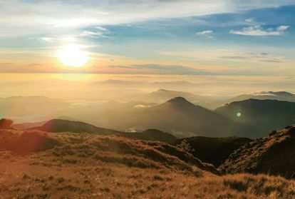 Rolling hills at sunset