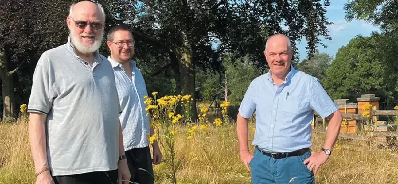 Fr. John Boles (right) and two members of the Columban group that visited the Salford Laudato Si’ Center