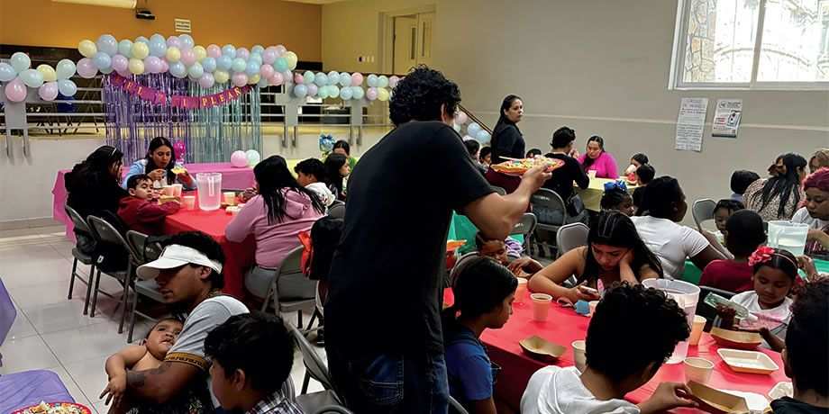 Members of the ColumbanBorder Ministry holds a cildren's birthday party at the cathedral in Ciudad Juarez, Mexico