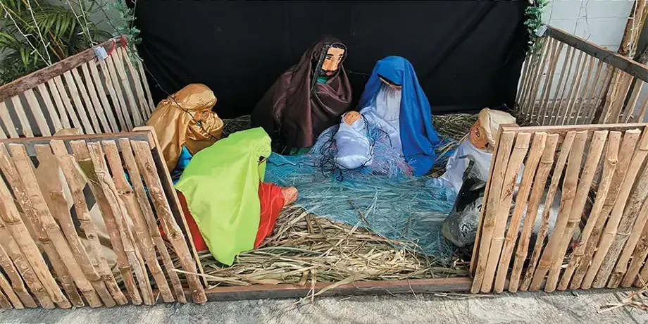 A Christmas Nativity made with eco-friendly and recycled materials.