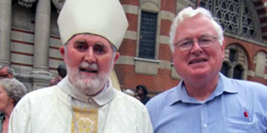 Fr. Peter Hughes (right) at a Mass for Migrants