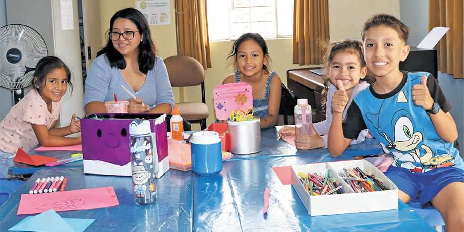 Students enjoy art class at the home.