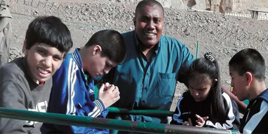 Enjoying recess with my students (L-R: Sabastian, Jose, Mini, Valentina and Juan)