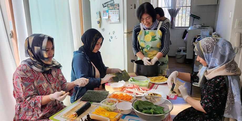 Columban lay missionary Lee Kyung Ja, Christina (center), and friends