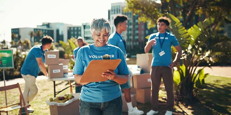 Volunteers helping in the community