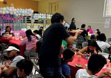 Members of the ColumbanBorder Ministry holds a cildren's birthday party at the cathedral in Ciudad Juarez, Mexico