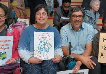 Nathalie Marytsch (second from left) with her husband Mauricio Silva, former Columban lay missionary Sophia Ting (left), and Faith in Action Volunteer Toby Oyedele.