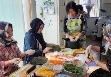 Columban lay missionary Lee Kyung Ja, Christina (center), and friends