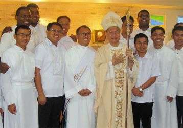 Columban seminarians with the bishop